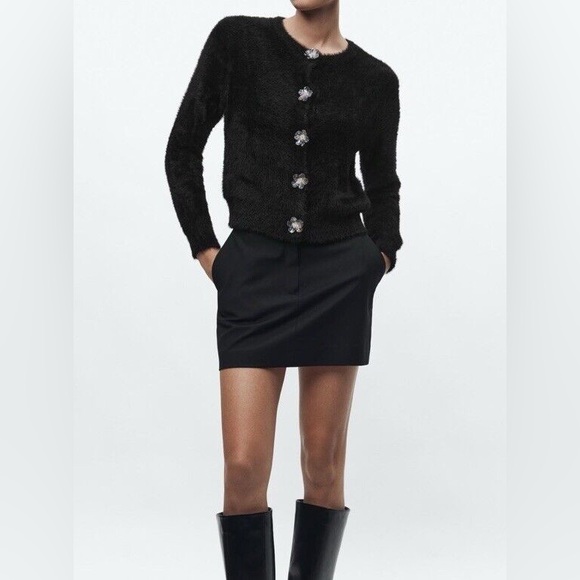 ZARA ~ FAUX FUR KNIT JACKET | Cardigan - Picture 7 of 9